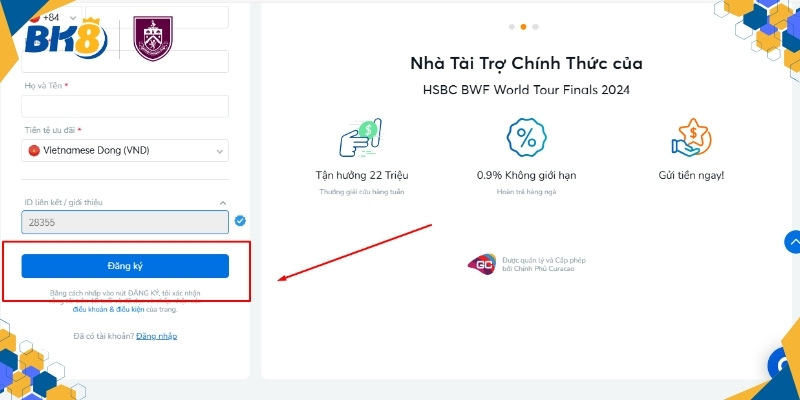 Xác thực đăng ký BK8 để bắt đầu cá cược