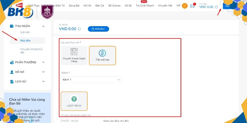 Rút tiền BK8 trên PC dễ dàng