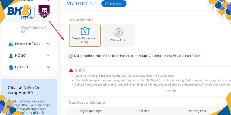 Rút tiền tại BK8 siêu nhanh