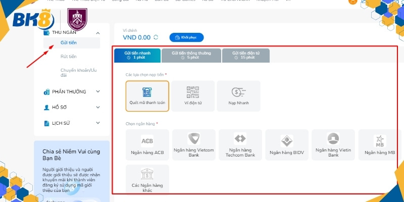 Nạp tiền BK8 siêu tốc